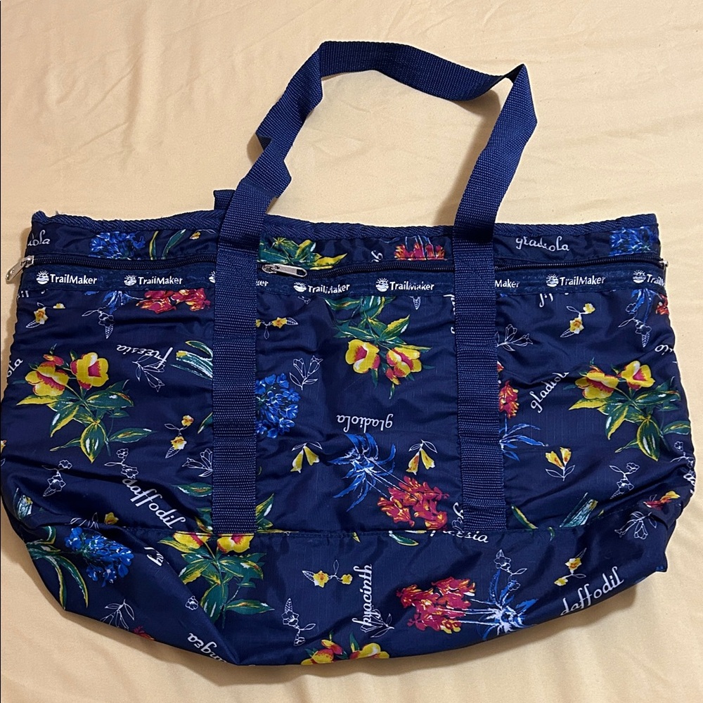Trailmaker Hawaii Floral Blue Tote Bag 20”x 14”